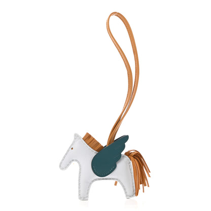 Hermes Milo Lambskin Grigri Rodeo Pegase Horse Bag Charm PM Bleu Brume Sesame Vert Bosphore 1 of 5