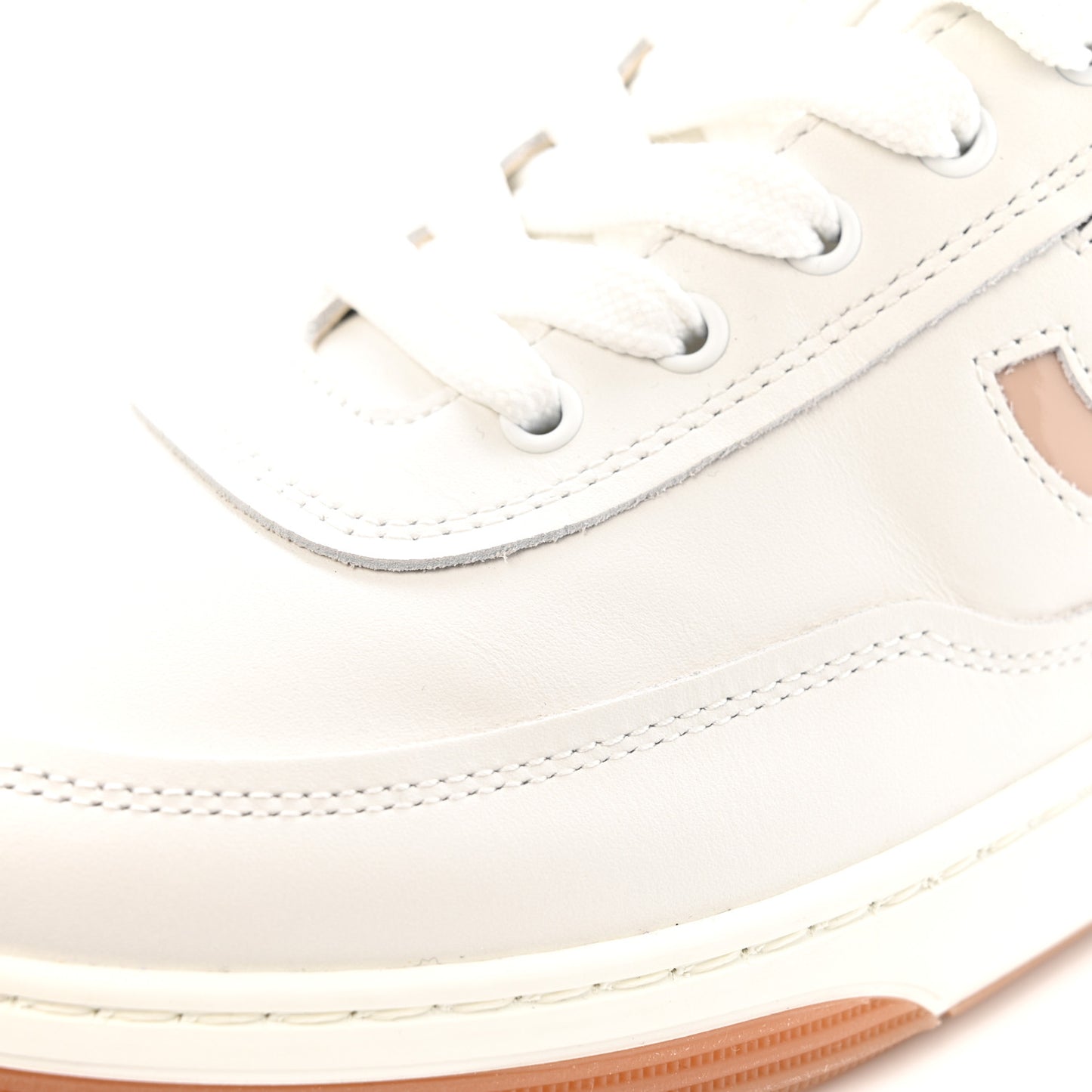 Calfskin Patent Womens CC Sneakers 36 White Burgundy Beige