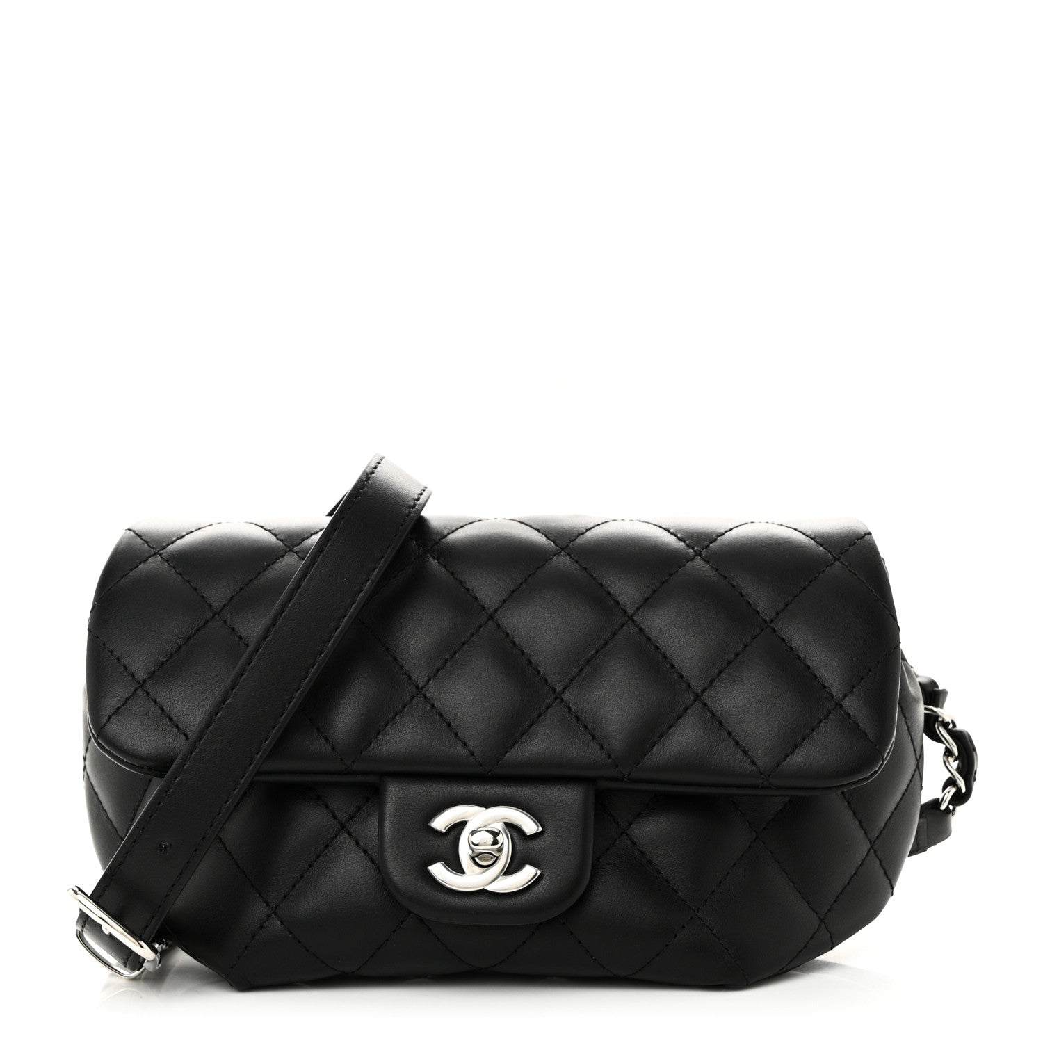 Chanel Calfskin Quilted CC Uniform Flap Belt Bag Black 1 of 10