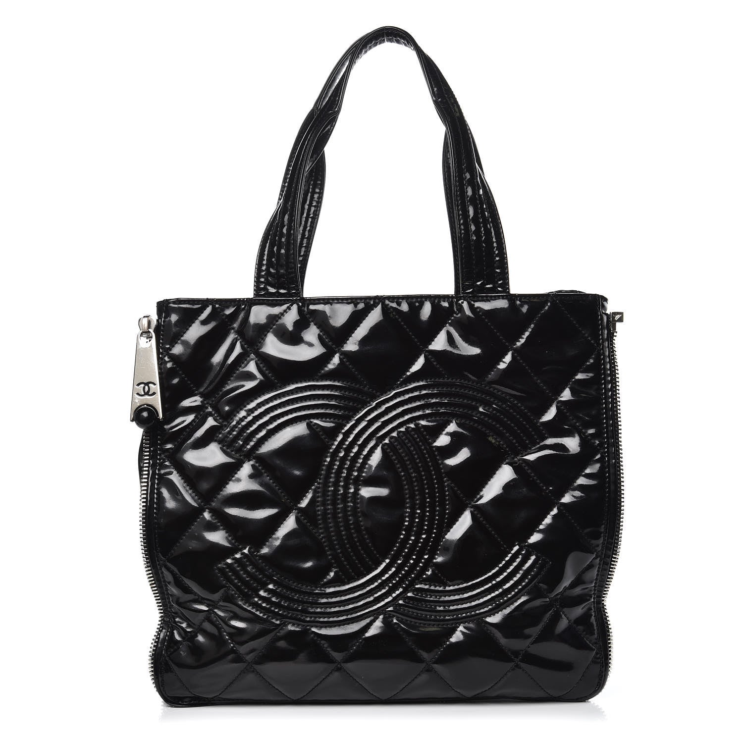 Chanel Vinyl Quilted CC Small Expandable Tote Black 1 of 12