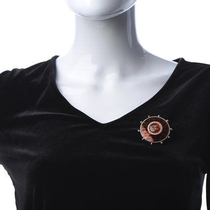 Chanel Resin Crystal Pearl CC Brooch Red Gold 2 of 5