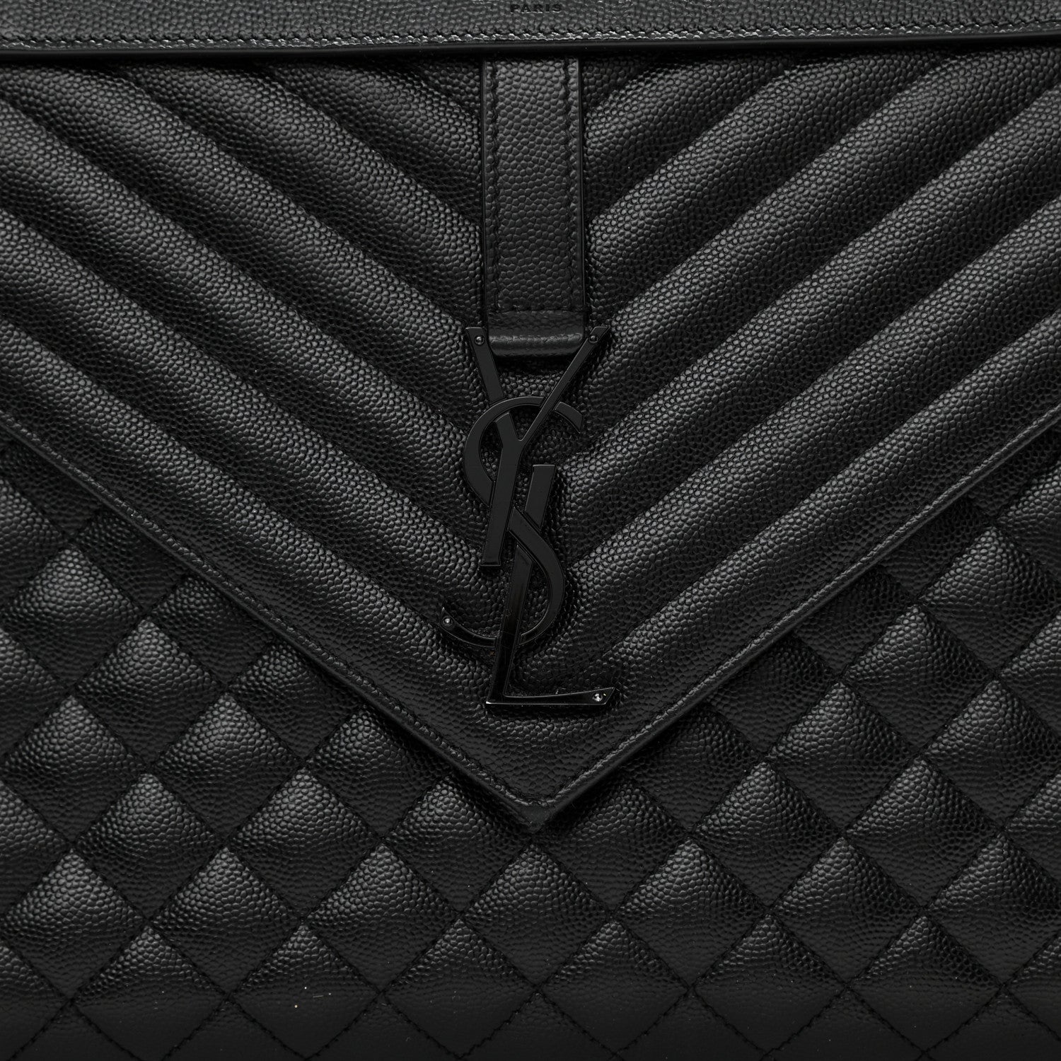 Saint Laurent Grain De Poudre Textured Mixed Matelasse Large Triquilt Monogram Monochrome Satchel Black 9 of 15
