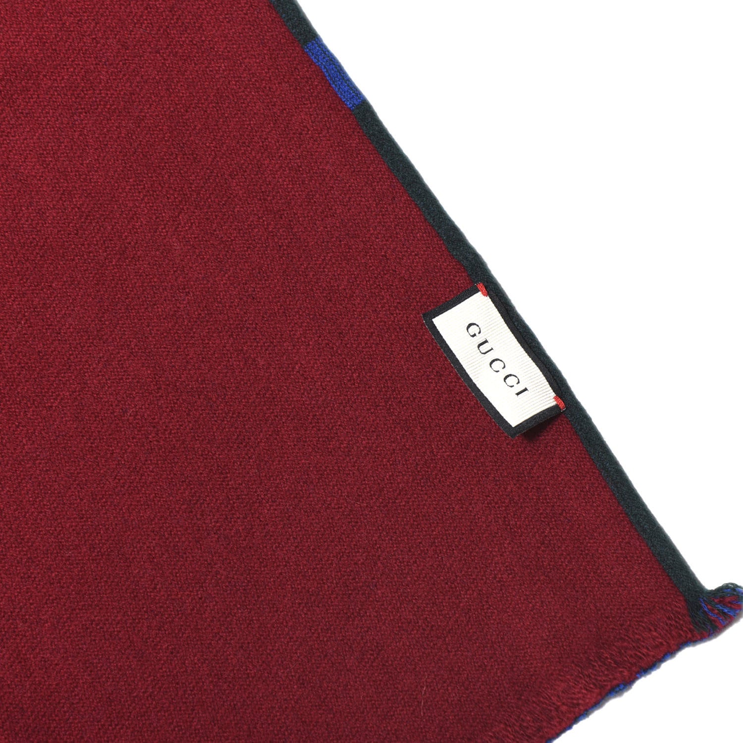 Gucci Wool Silk Guccium Scarf Petroleum Blue Bordeaux 3 of 4