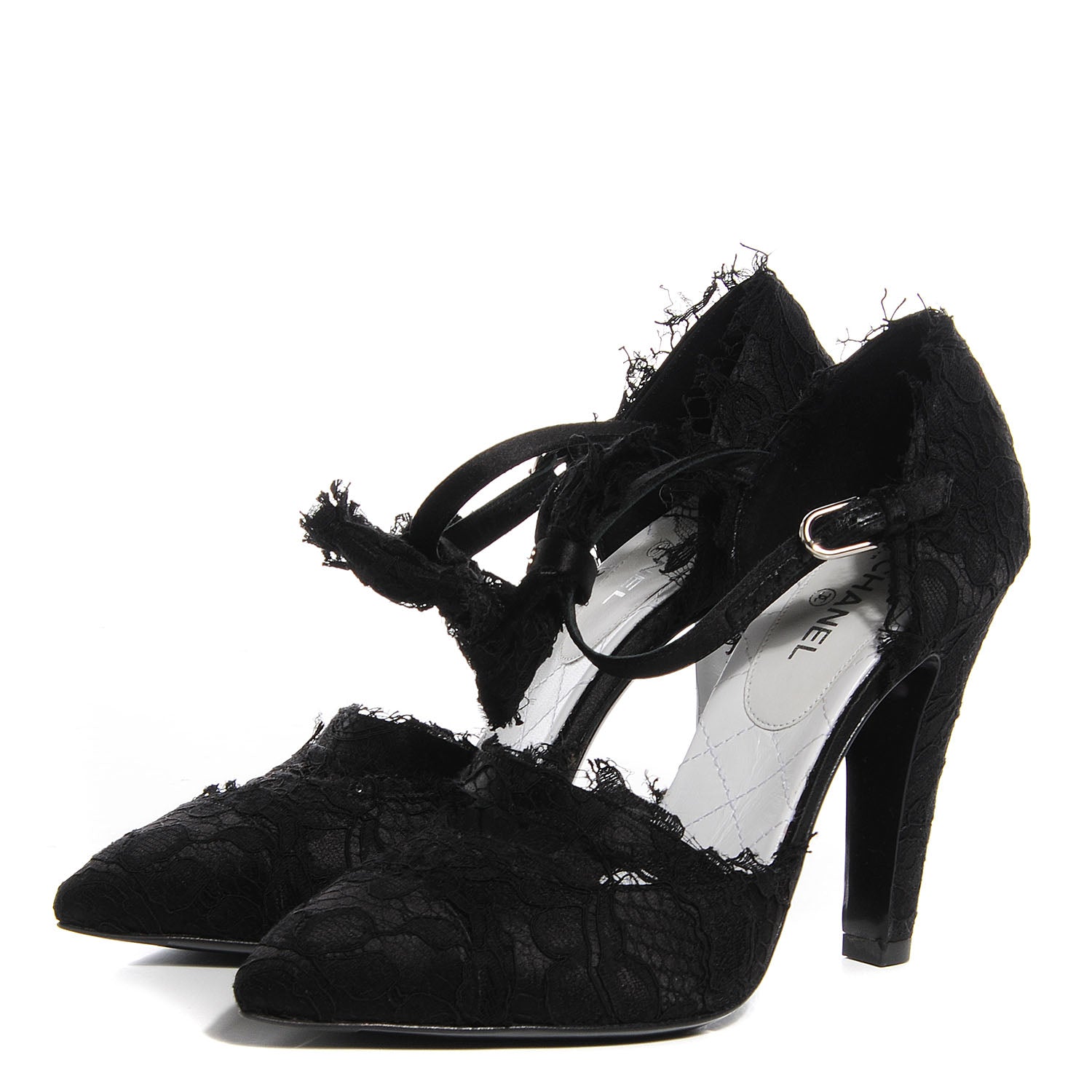 Chanel Lace Ankle Strap Pumps Black 37 3 of 6