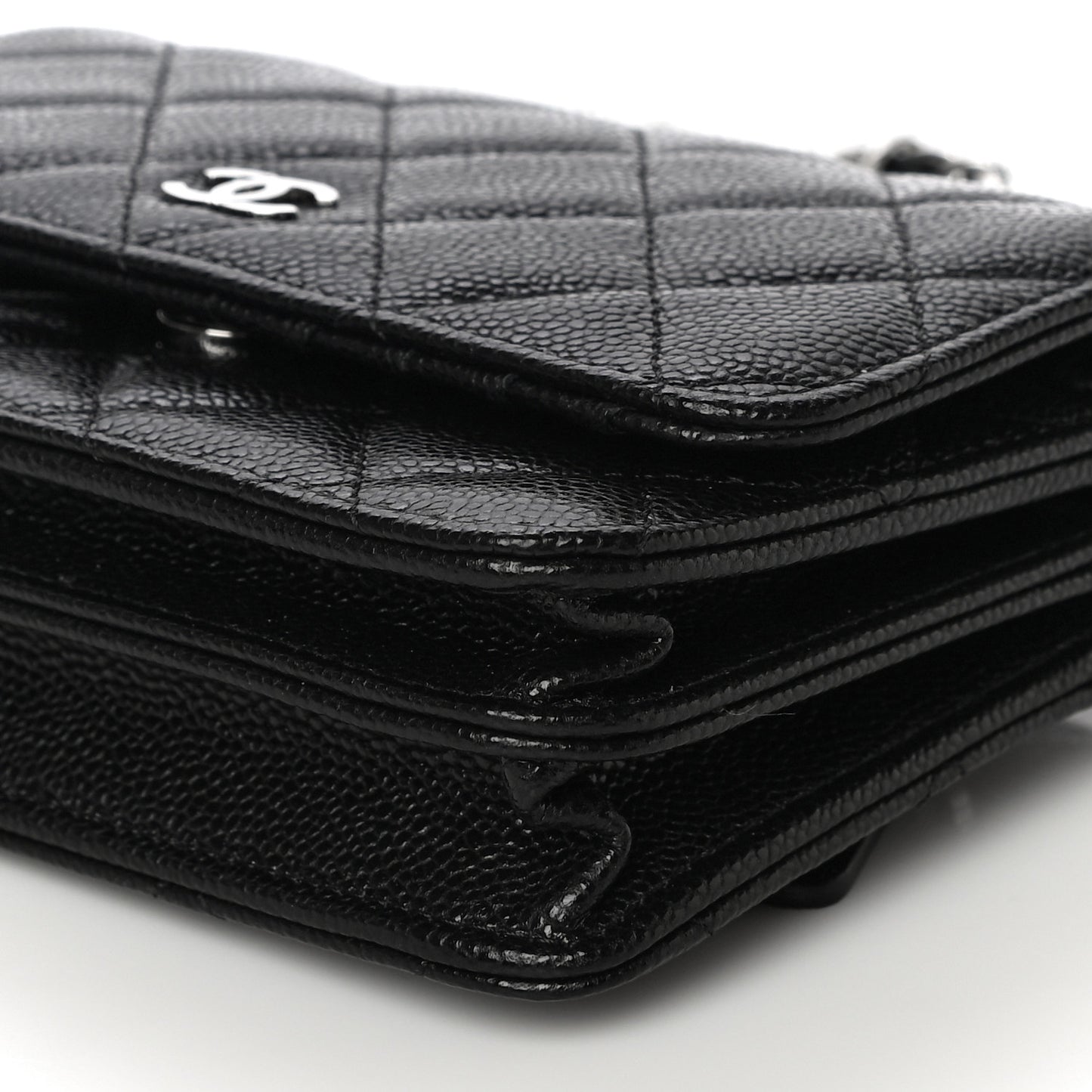 Caviar Quilted Mini Wallet On Chain WOC Black