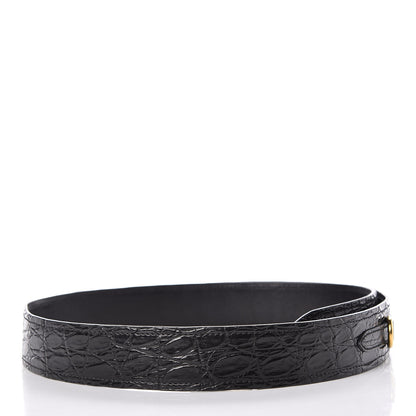 Prada Calfskin Crocodile Embossed Pionniere Shoulder Strap Black 2 of 5