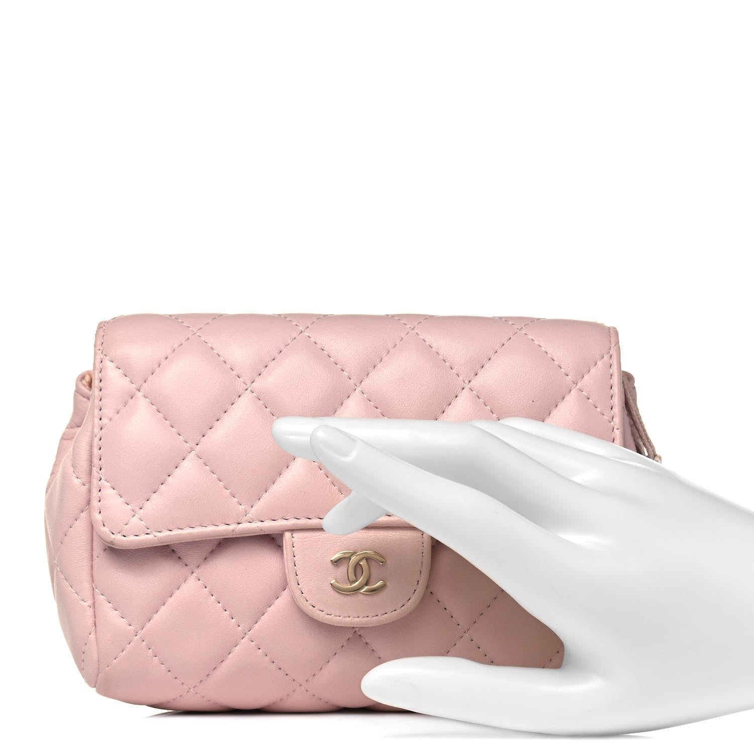 Chanel Lambskin Quilted Flap Cosmetic Case Light Pink 2 of 9