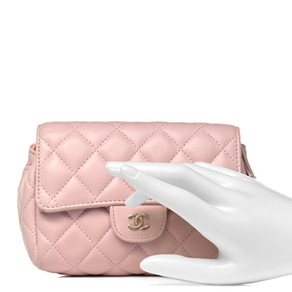 Chanel Lambskin Quilted Flap Cosmetic Case Light Pink 2 of 9