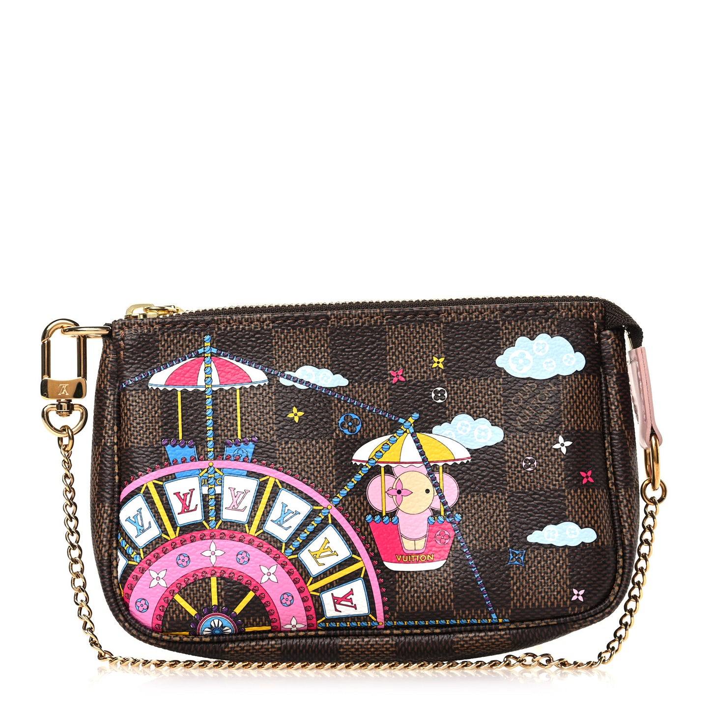 Damier Ebene 2020 Christmas Animation Big Wheel Mini Pochette Accessories Rose Ballerine