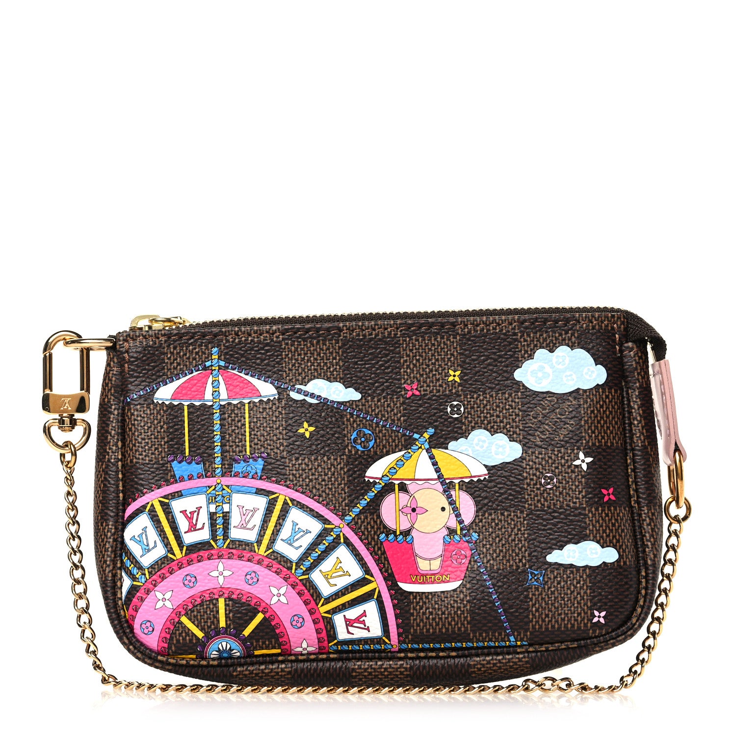 Louis Vuitton Damier Ebene 2020 Christmas Animation Big Wheel Mini Pochette Accessories Rose Ballerine 1 of 9