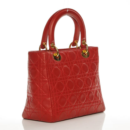 Christian Dior Lambskin Cannage Medium Lady Dior Red 3 of 6