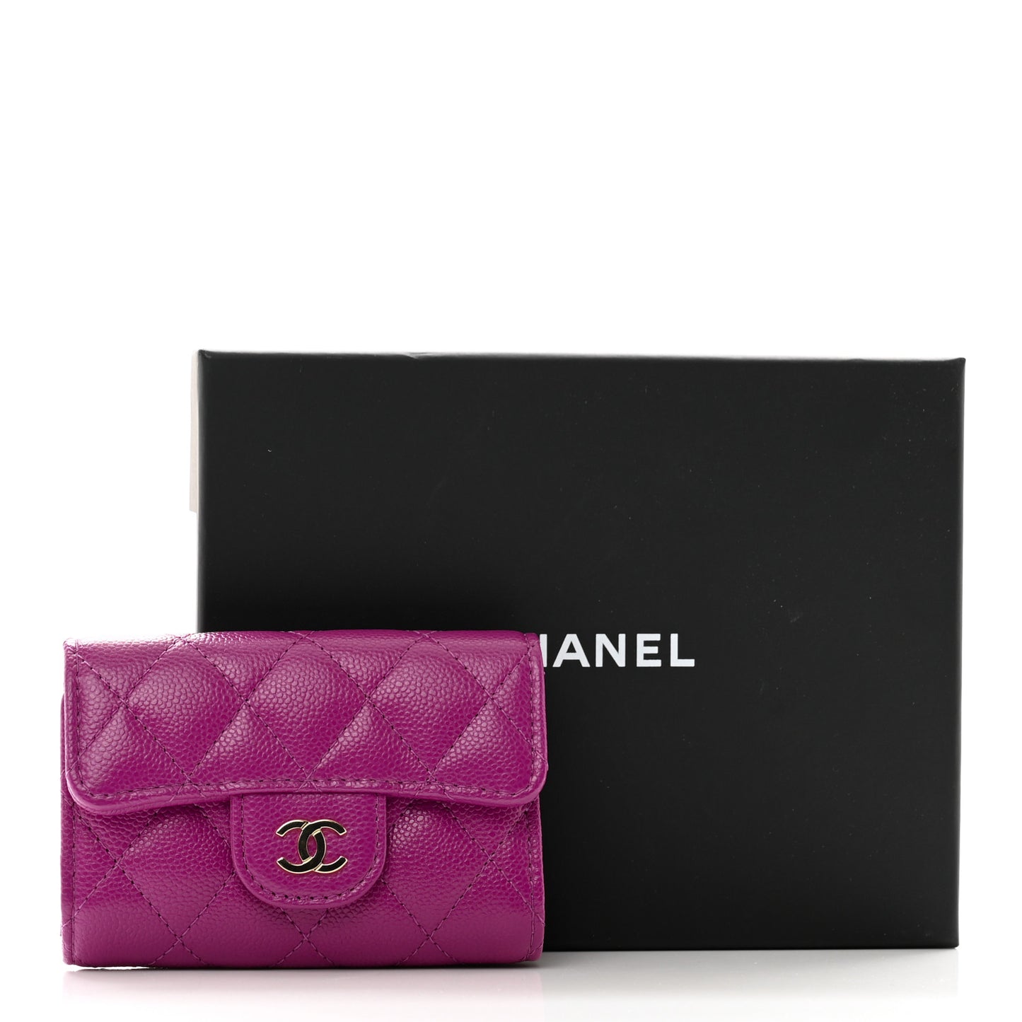 Caviar Quilted Classic 4 Key Holder Wallet Dark Pink