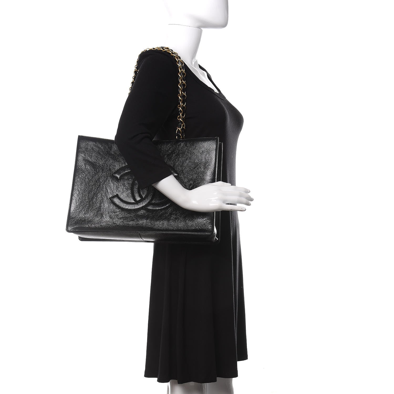 Chanel Shiny Aged Calfskin Shopping Bag Black 2 of 12