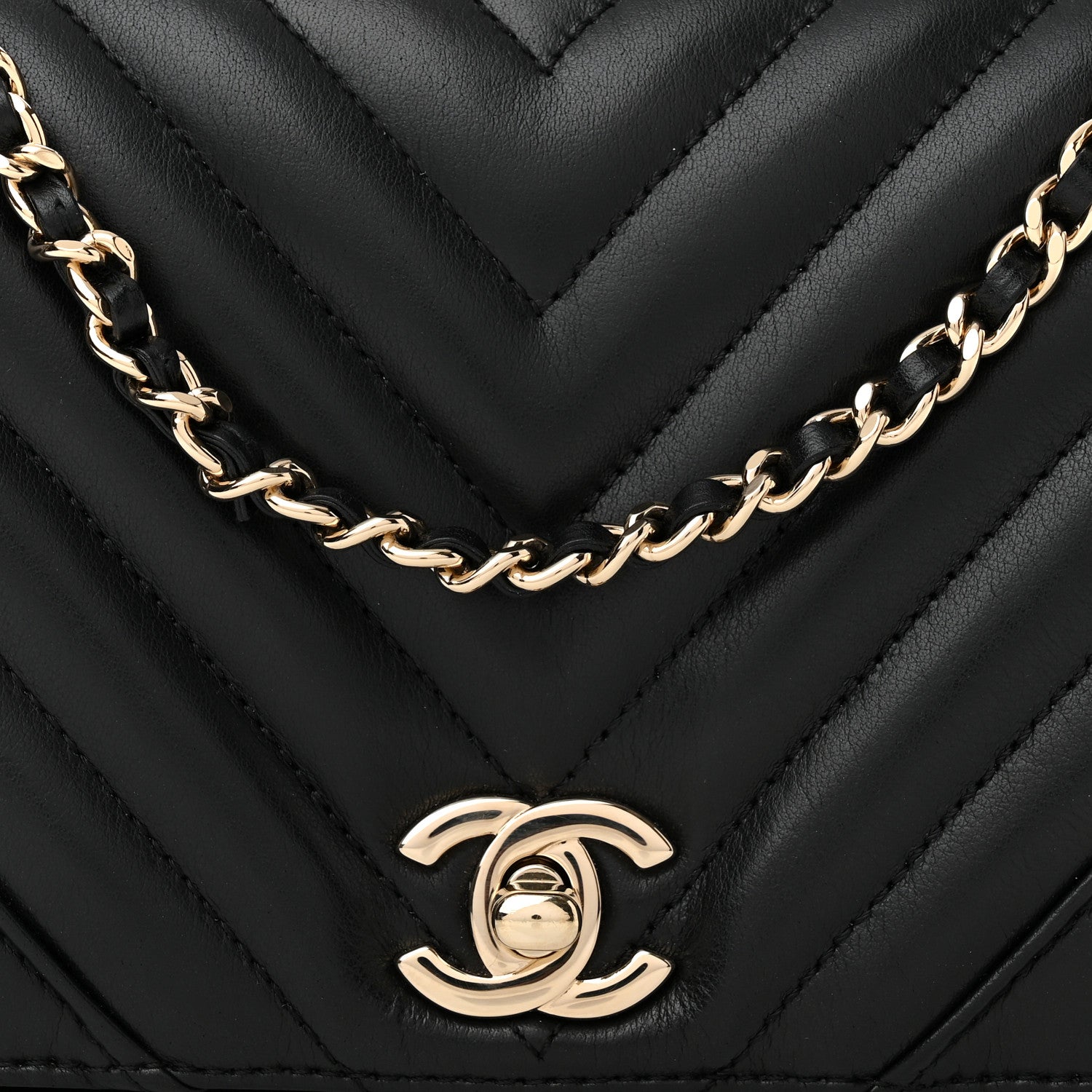 Chanel Calfskin Chevron Quilted Mini Statement Flap Black 8 of 11