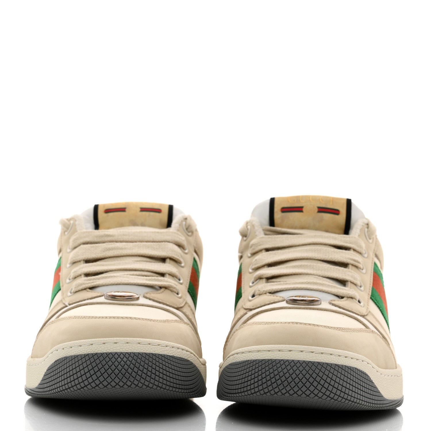 Gucci Nylon Nubuck Web Womens Screener Sneakers 40 Mystic White Dusty Milk 2 of 10