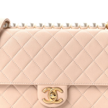 Chanel Goatskin Quilted Small Chic Pearls Flap Beige 15 of 19