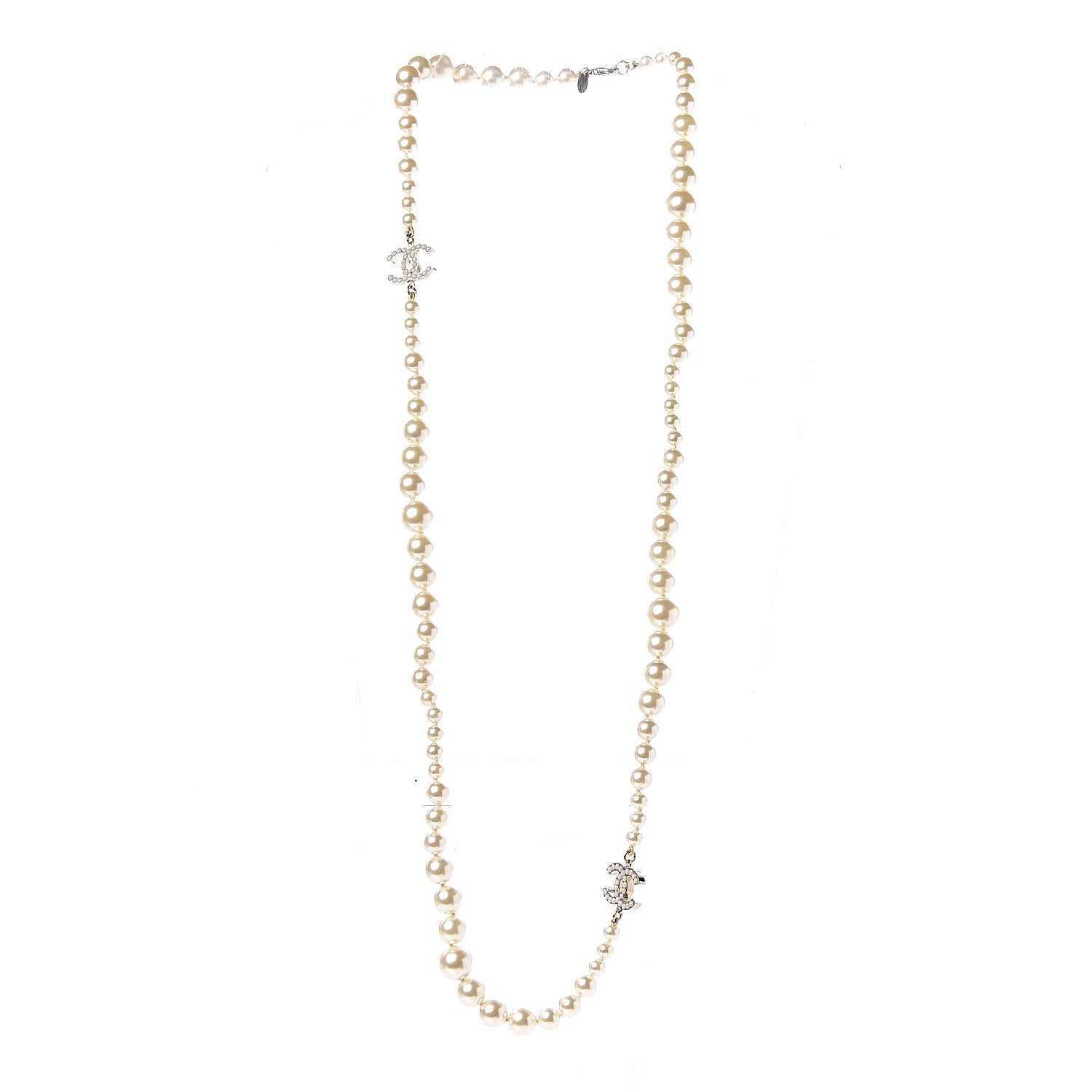 Chanel Graduated Pearl CC Long Necklace Light Gold 3 of 6