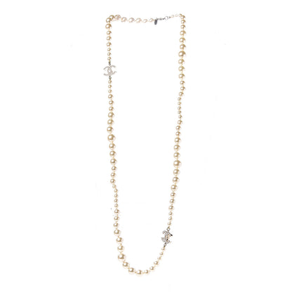Chanel Graduated Pearl CC Long Necklace Light Gold 3 of 6