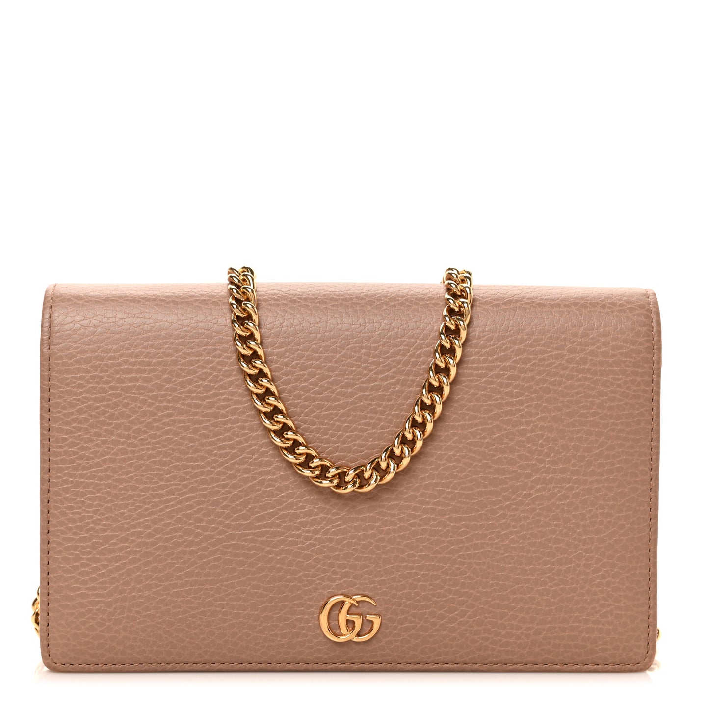 Calfskin Mini GG Marmont Chain Wallet Porcelain Rose