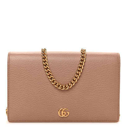 Gucci Calfskin Mini GG Marmont Chain Wallet Porcelain Rose 1 of 8