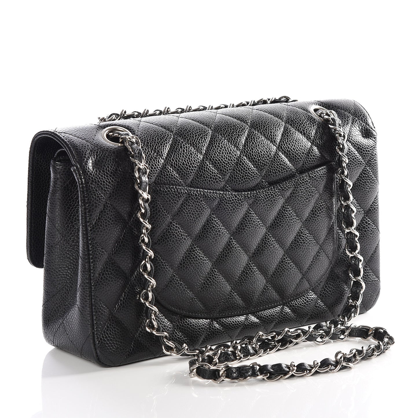 Caviar Quilted Medium Double Flap Black