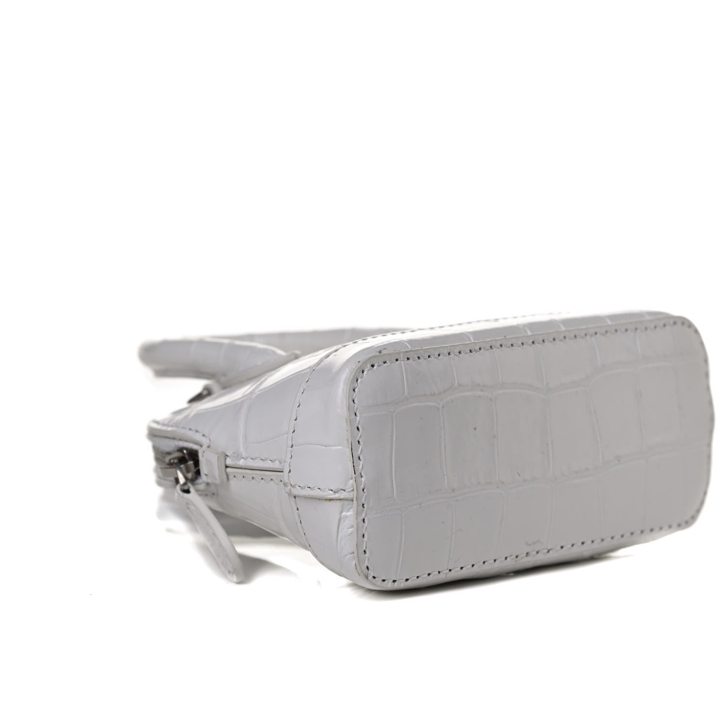 Balenciaga Calfskin Logo Crocodile Embossed Mini Ville Top Handle Bag White Black 9 of 13