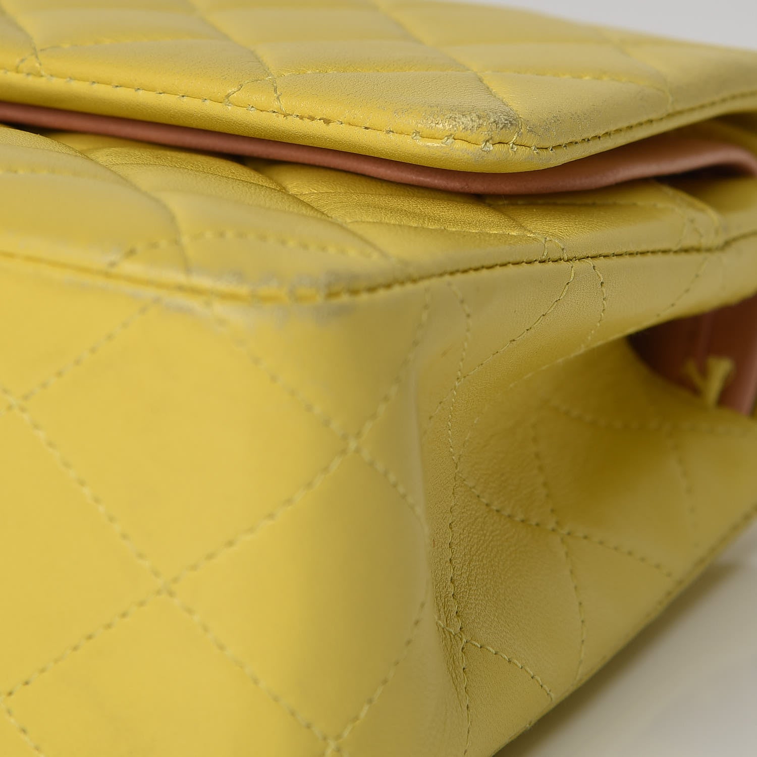 Chanel Lambskin Quilted Medium Double Flap Yellow 19 of 20