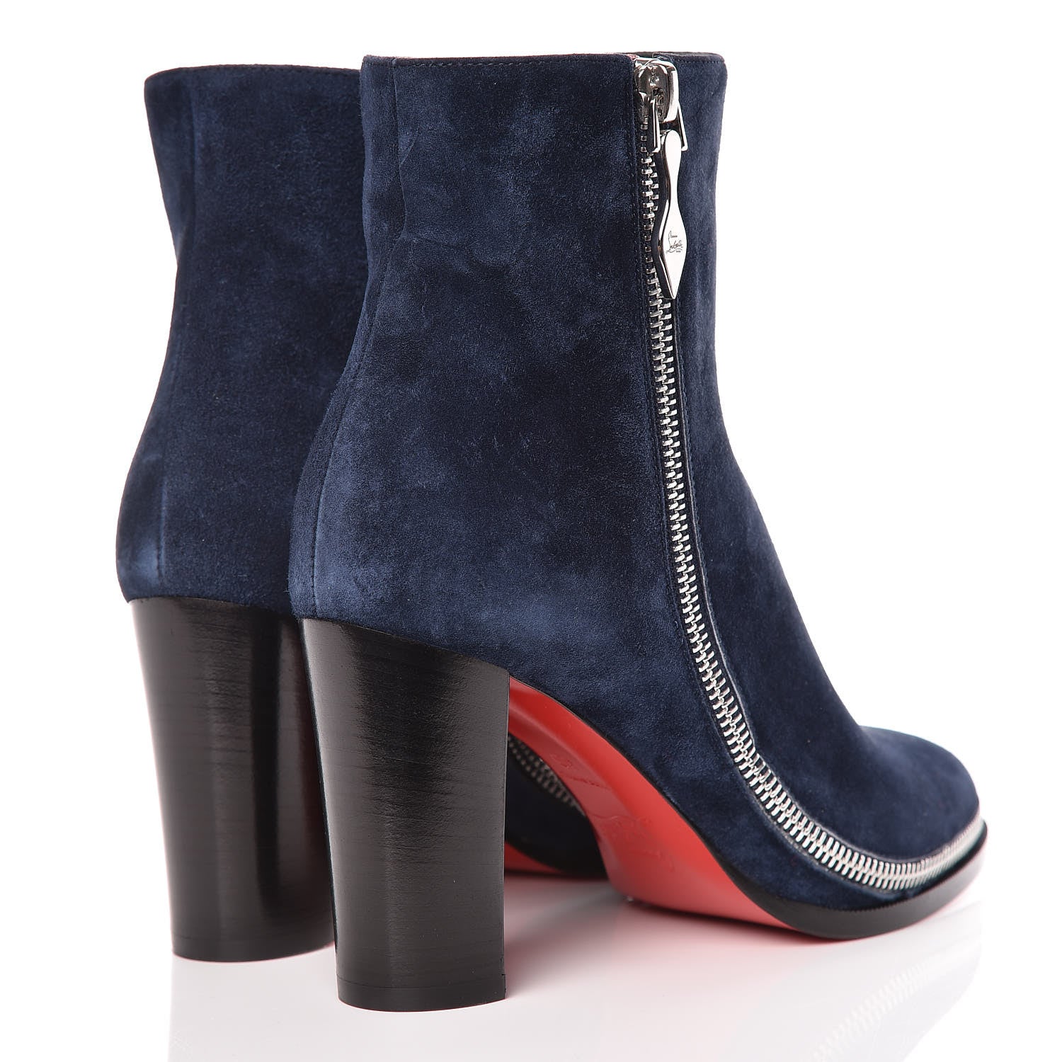Christian Louboutin Veau Velours Telezip 85 Ankle Bootie 36 Marine Black Lucido 4 of 8