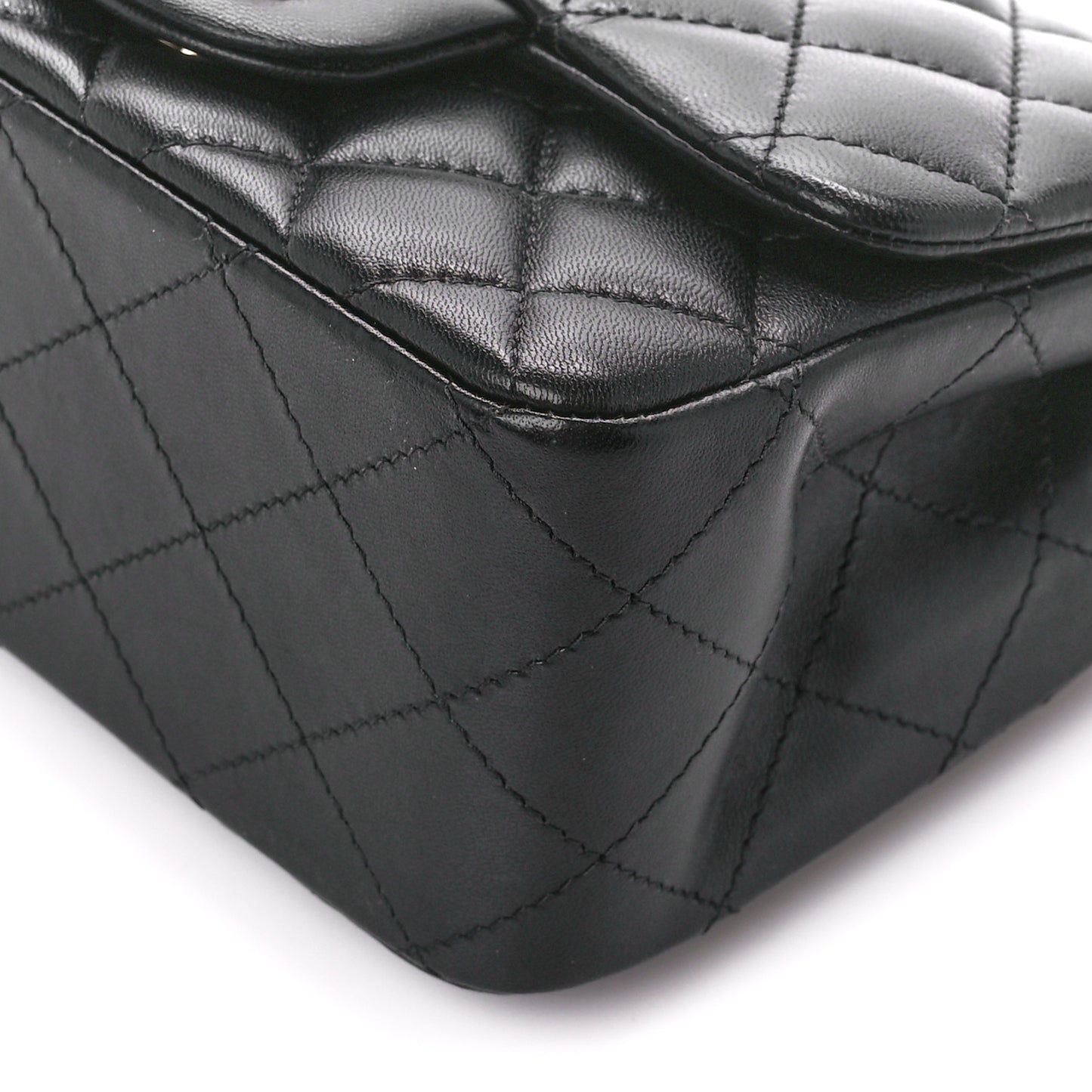 Lambskin Quilted Mini Square Flap Black