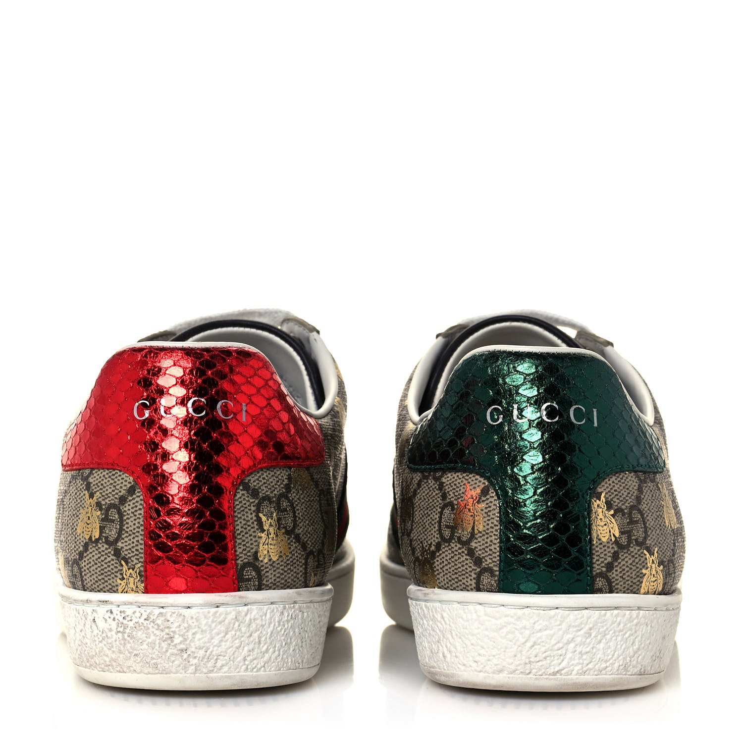 Gucci GG Supreme Monogram Bees Ayers Web Womens Ace Sneakers 39.5 Beige Oro Green Red 5 of 10