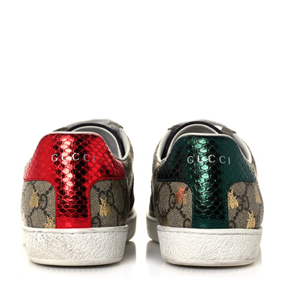 Gucci GG Supreme Monogram Bees Ayers Web Womens Ace Sneakers 39.5 Beige Oro Green Red 5 of 10