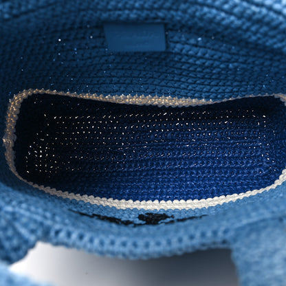 Prada Yarn Raffia Effect Crochet Small Logo Tote Celeste Blue 5 of 10