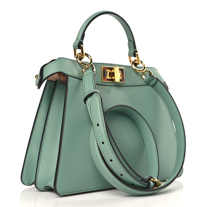 Fendi Vitello Seta Shiny Nappa Plexiglass Small Peekaboo I SEE U Satchel Menta Light Rose 3 of 9