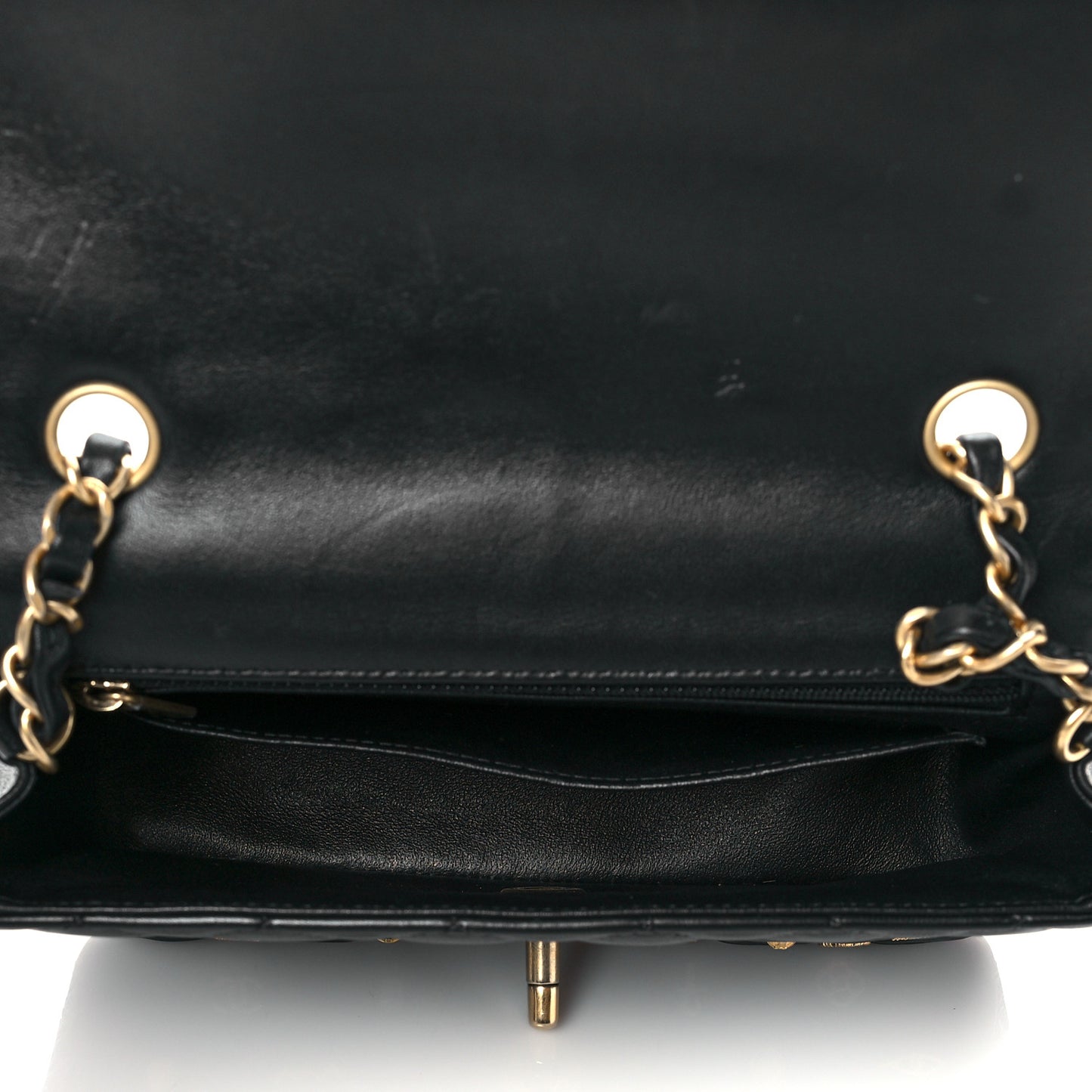 Lambskin Quilted Egyptian Amulet Mini Rectangular Flap Black