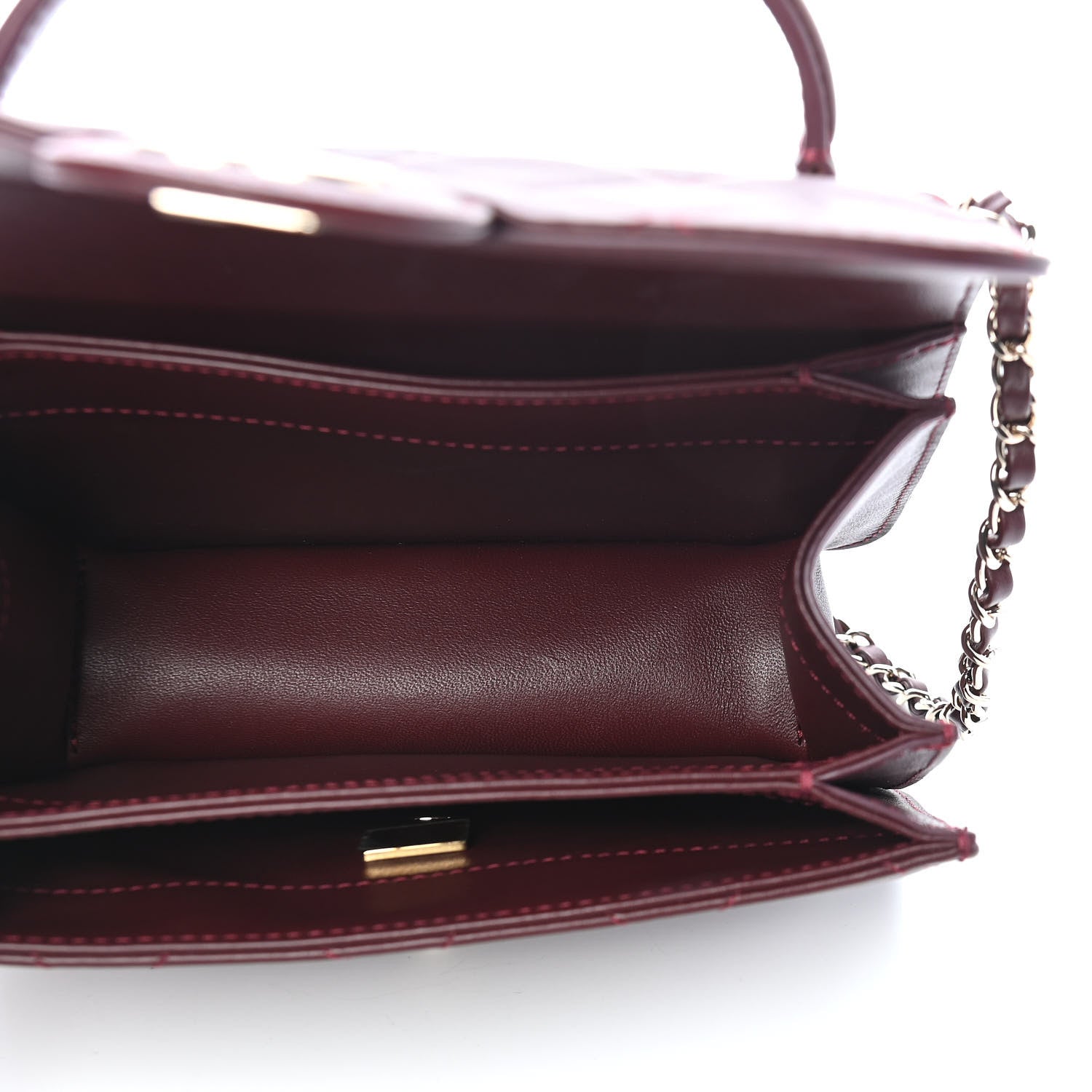 Chanel Calfskin Quilted Small Top Handle Flap Burgundy 5 of 9