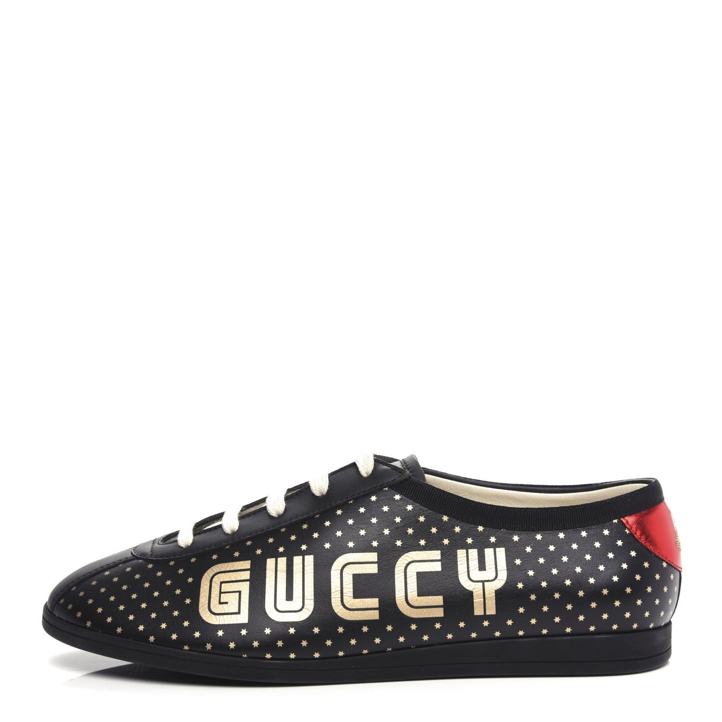 X SEGA Calfskin GUCCY Stars Mens Falacer Sneakers 7 Black