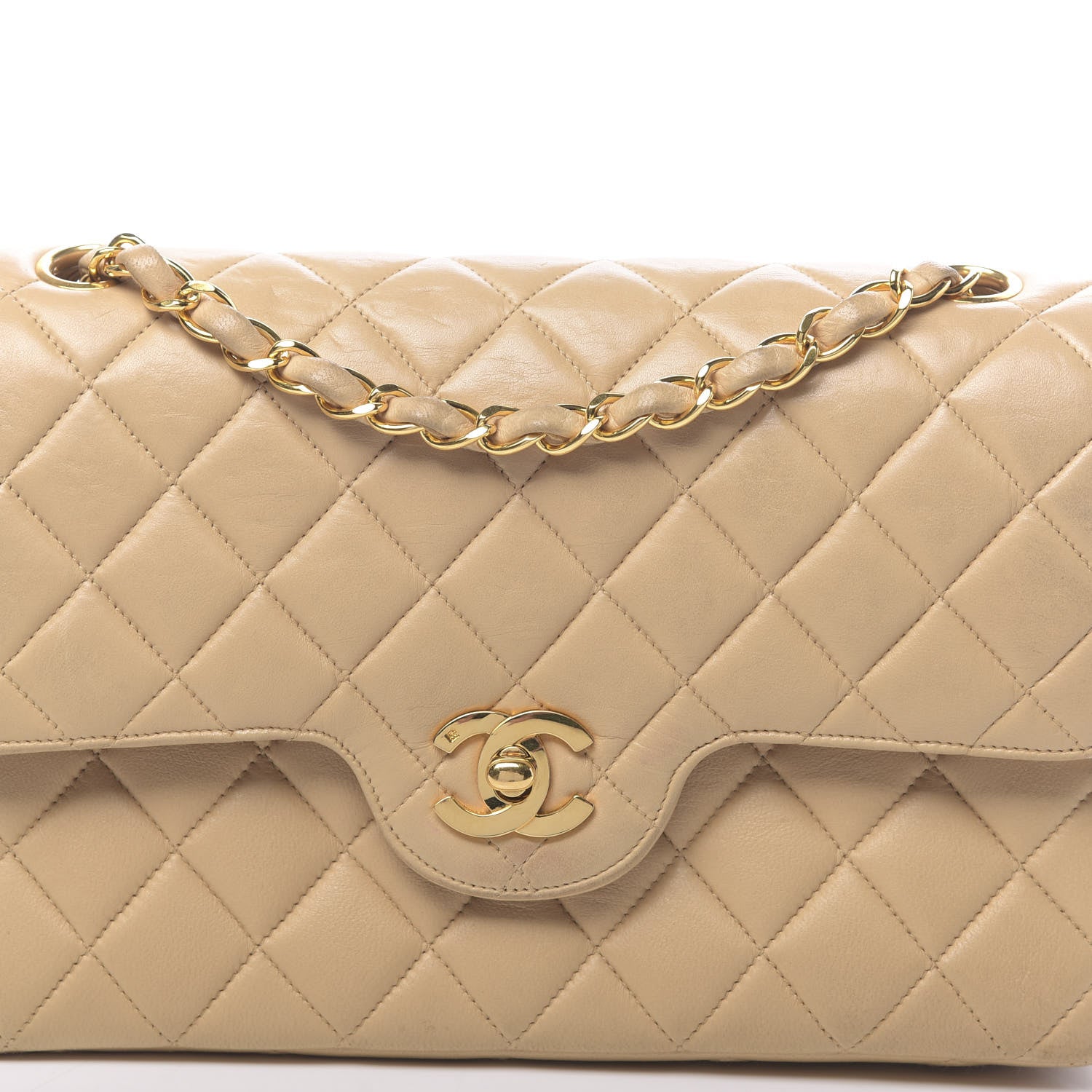 Chanel Lambskin Quilted Small Double Flap Beige 16 of 17