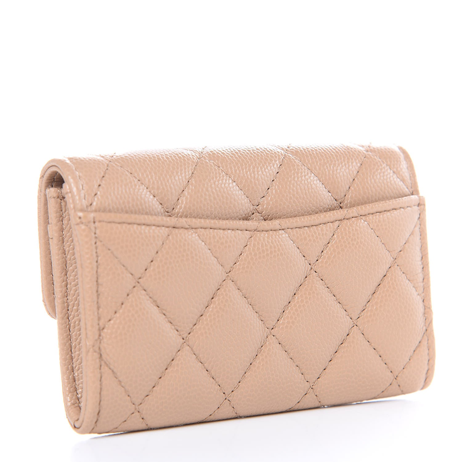Chanel Caviar Quilted Card Holder Wallet Beige 3 of 9