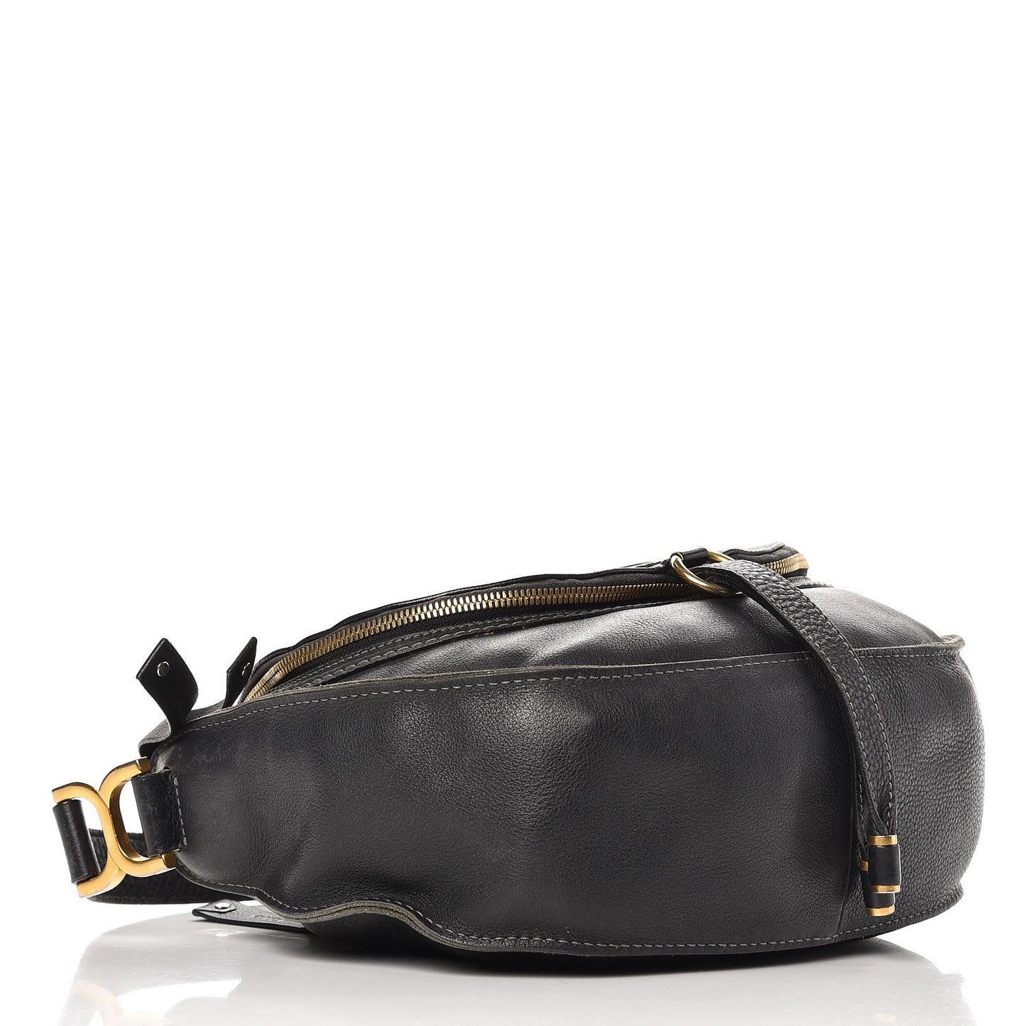 Calfskin Medium Marcie Round Zip Crossbody Bag Angora Beige