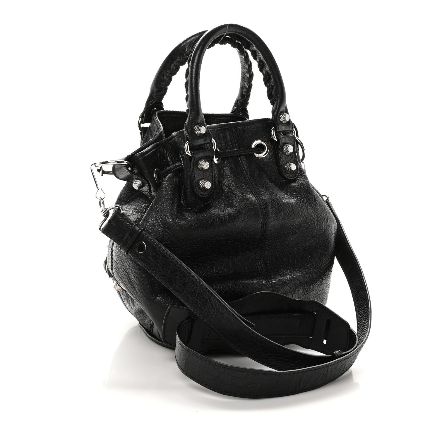 Agneau Giant 12 Silver Hardware Mini Pompon Black
