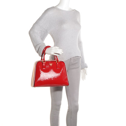 Prada Saffiano Vernice Pyramid Bag Rosso Geranio Black 2 of 9