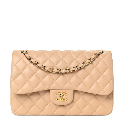 Chanel Lambskin Quilted Jumbo Double Flap Beige 1 of 16