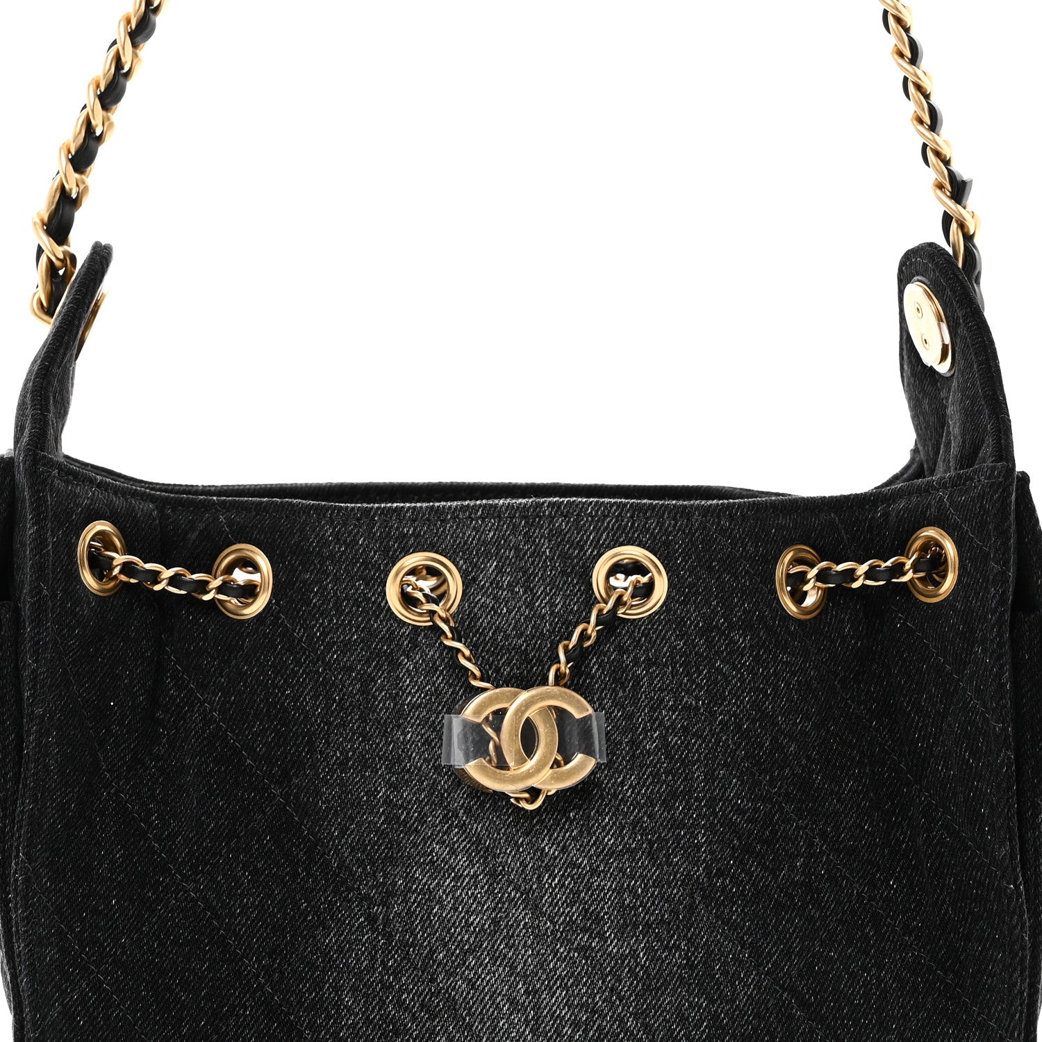 Chanel Washed Denim Quilted Mini Chanel 25 Handbag Black 8 of 11