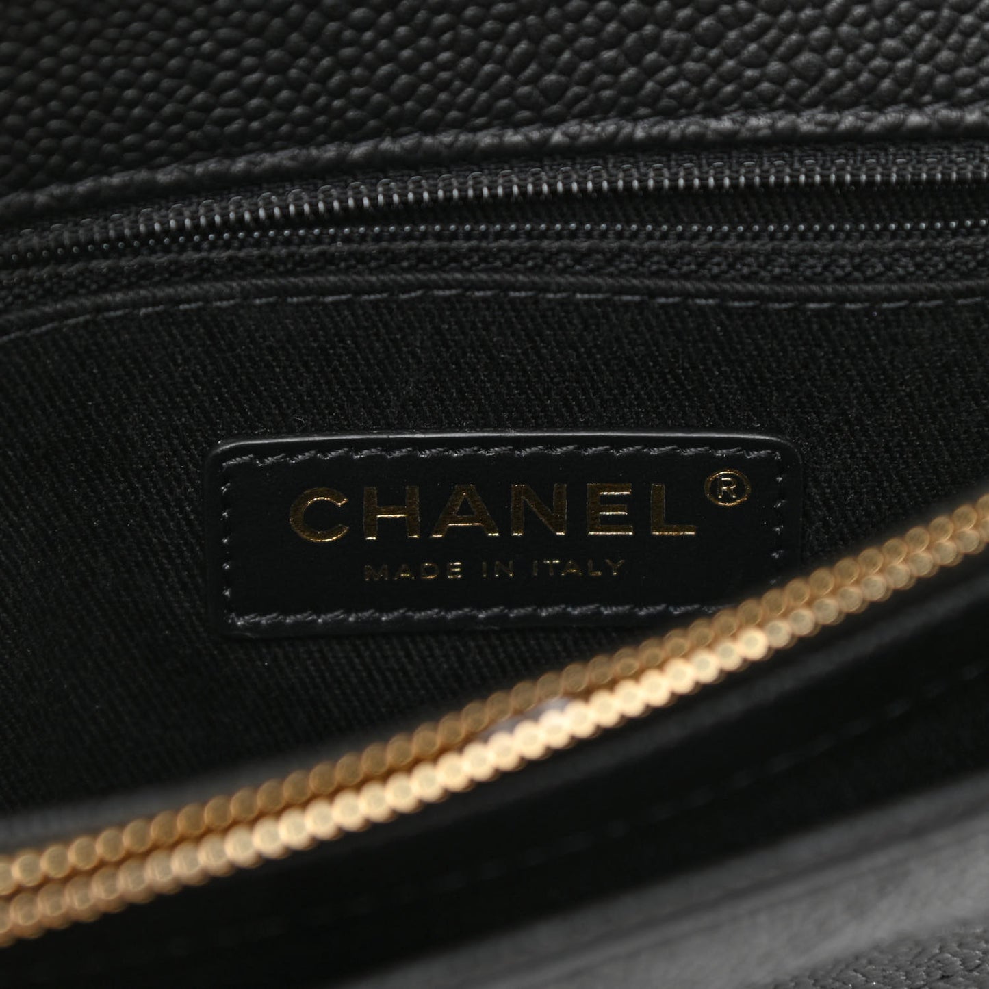Grained Calfskin Small Stitched Flap Black