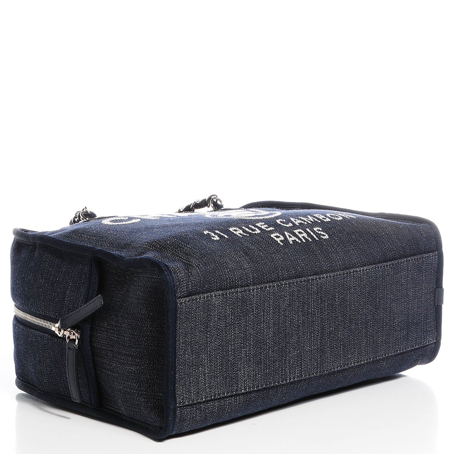 Chanel Denim Deauville Bowling Bag Dark Blue 4 of 7