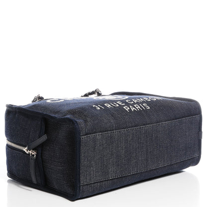 Chanel Denim Deauville Bowling Bag Dark Blue 4 of 7