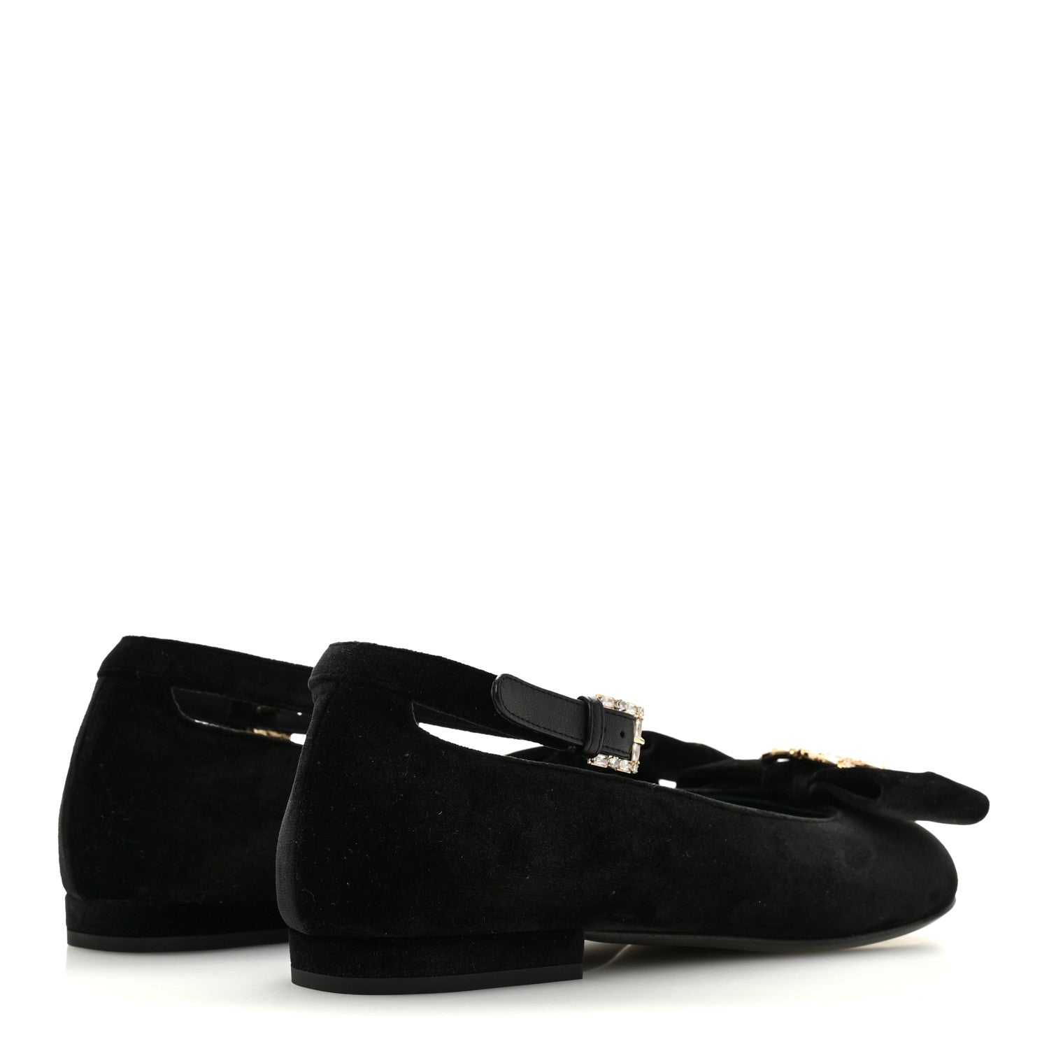Chanel Velvet Strass CC Bow Mary Jane Flats 36 Black 5 of 10