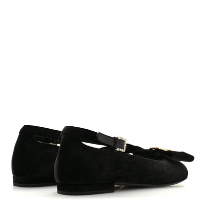 Chanel Velvet Strass CC Bow Mary Jane Flats 36 Black 5 of 10