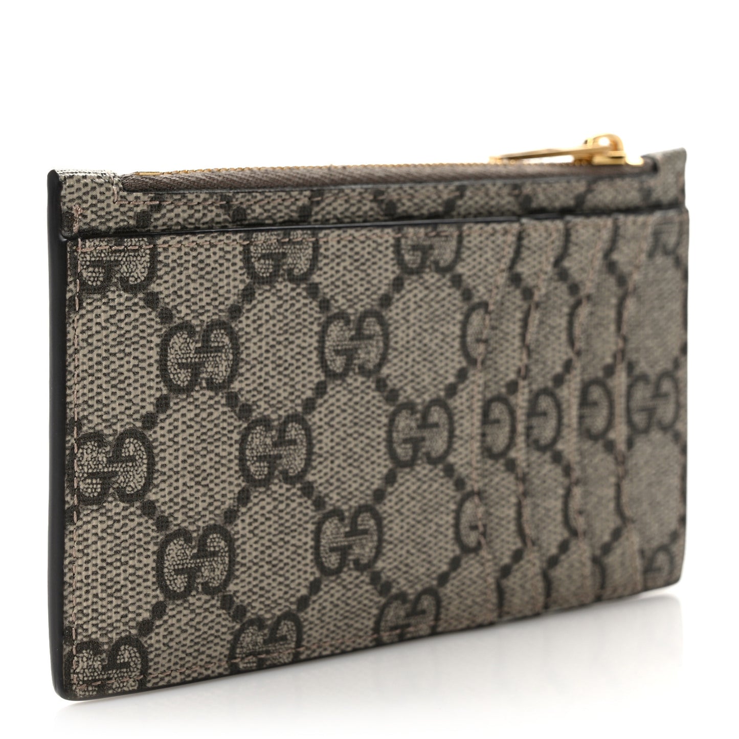 X BALENCIAGA GG Supreme Monogram Zip Card Case Beige Ebony