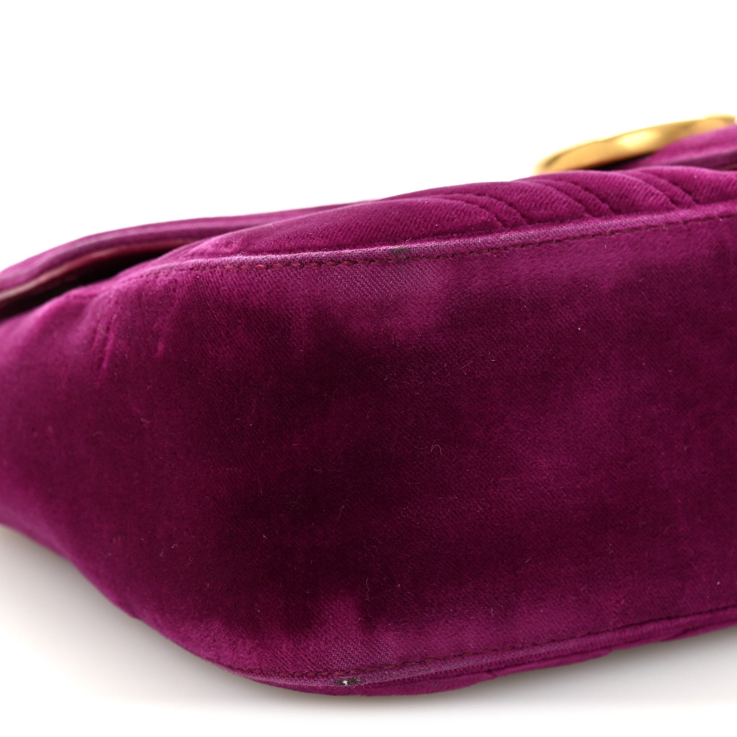 Gucci Velvet Matelasse Small GG Marmont Shoulder Bag Fuchsia Violet Cyclamen 9 of 13